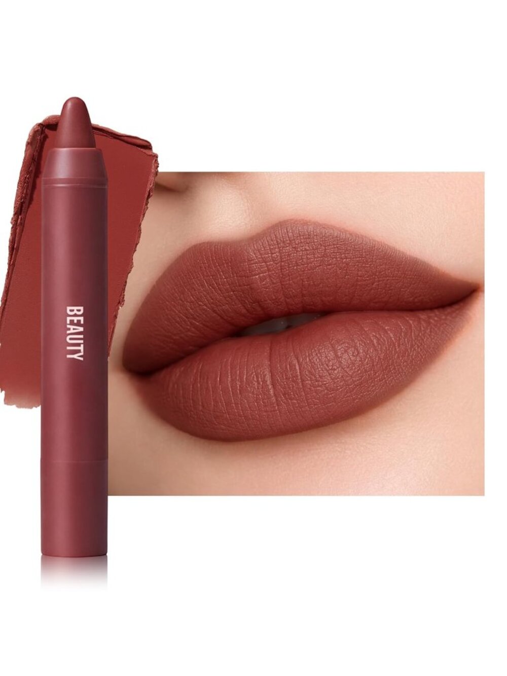 Women's E07# Brick Rose 24 Hour Long-lasting Rose Matte Lipstick Crayon